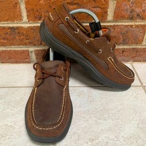 Sperry Top-Sider Brown Leather/Mesh Moc Toe Boat Deck Shoes Big Boys size 4.5